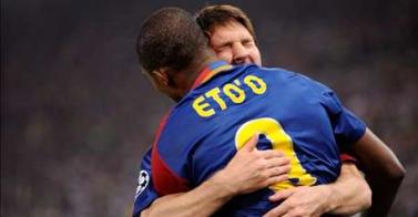 Eto'o hug Messi for 2nd Barcelona' goal